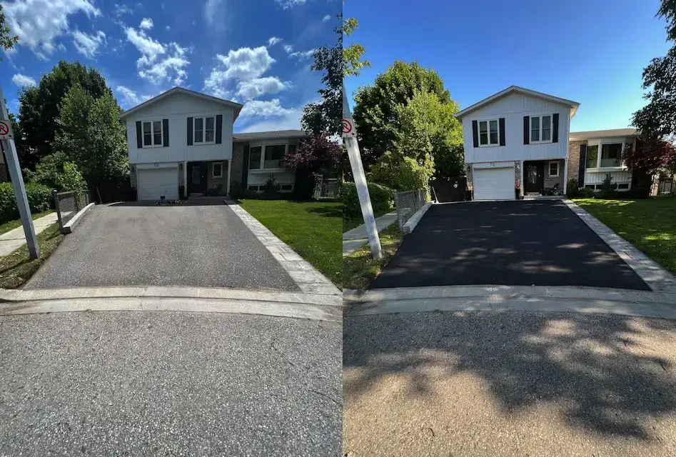 before and after driveway sealing